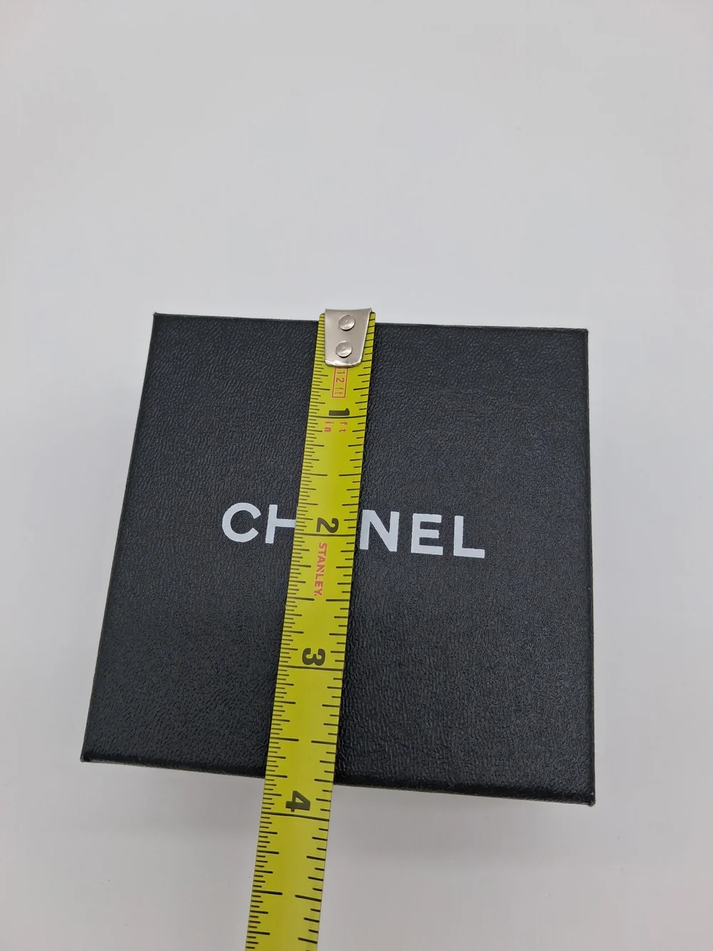 CHANEL Black Jewelry Paddes Gift Box White Interior Ribbon Care Tags Packaging